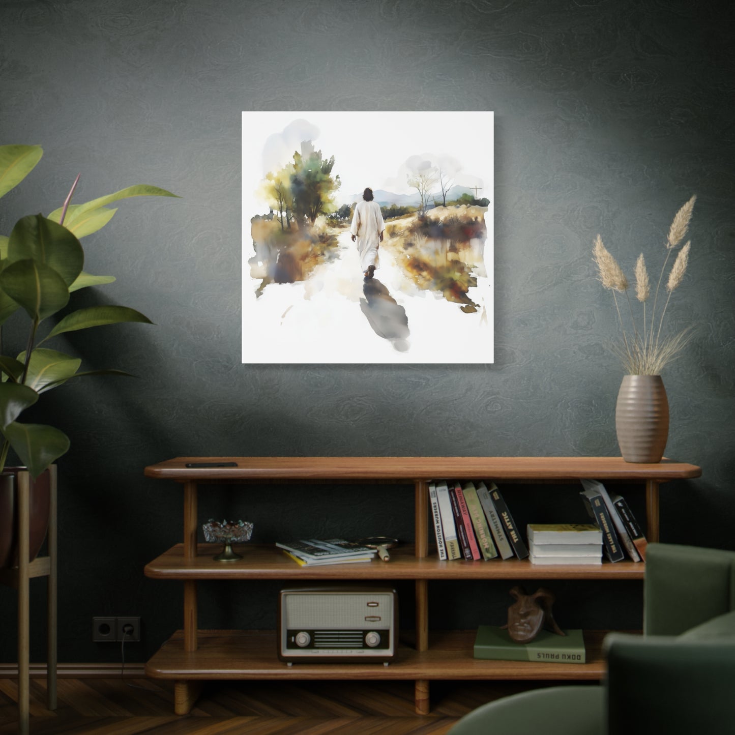 "For The Joy Set Before Him" Square Canvas Print