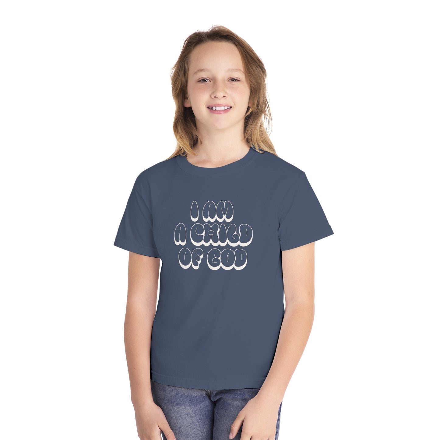 "I Am A Child of God" Kids Midweight Garment-Dyed Tee