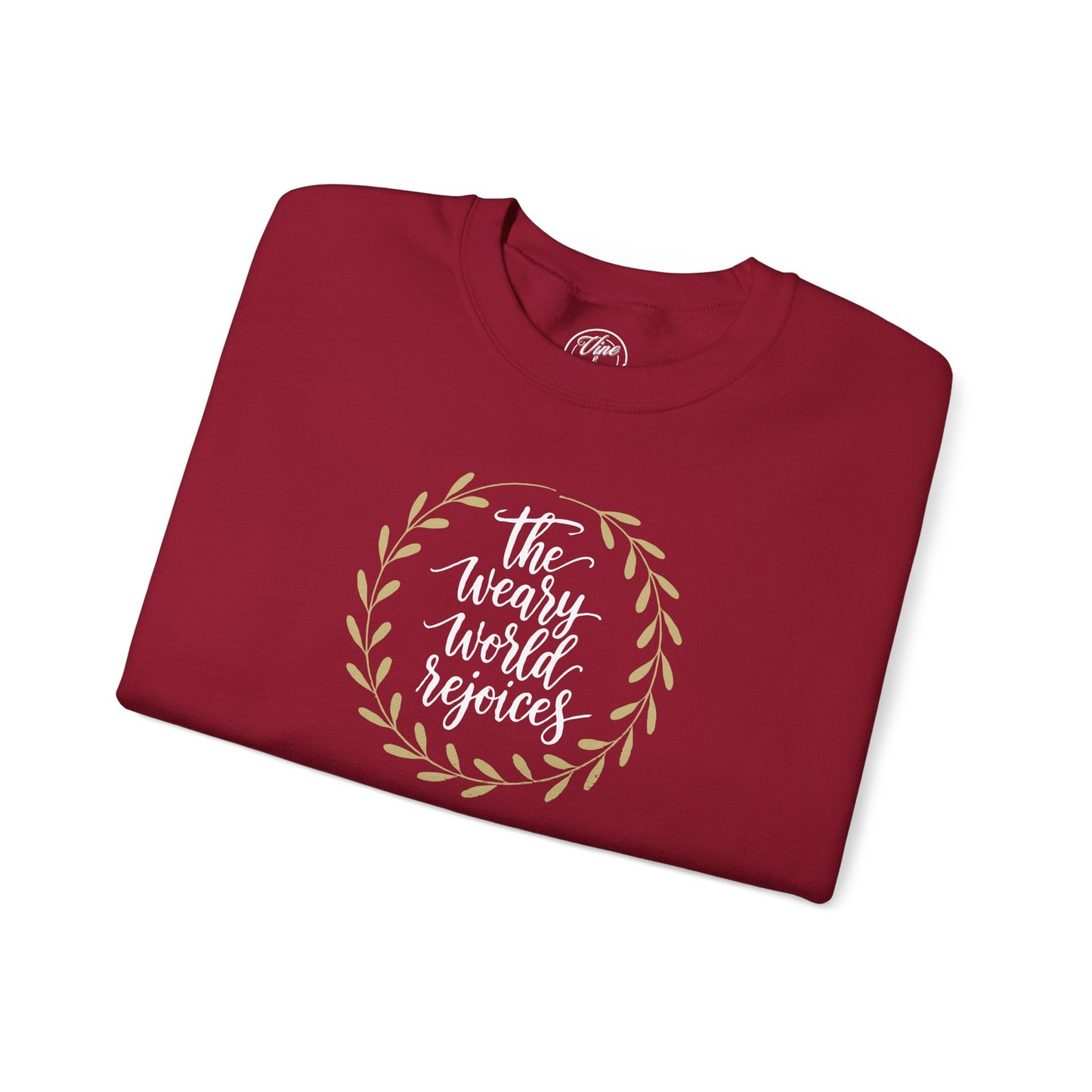 CHRISTMAS "THE WEARY WORLD REJOICES" UNISEX CREWNECK SWEATSHIRT