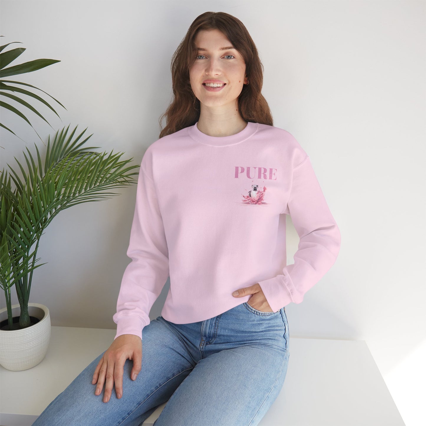 "Pure Worship" Pink Adult Crewneck Sweatshirt