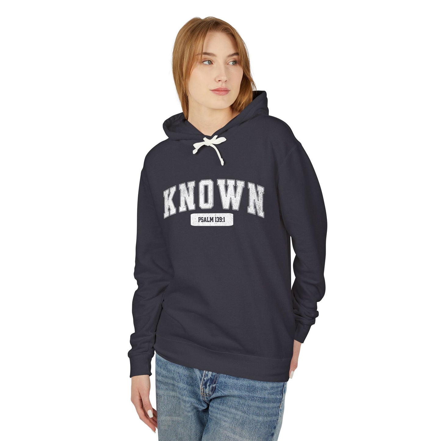 "KNOWN" VARSITY UNISEX PREMIUM LIGHTWEIGHT HOODIE