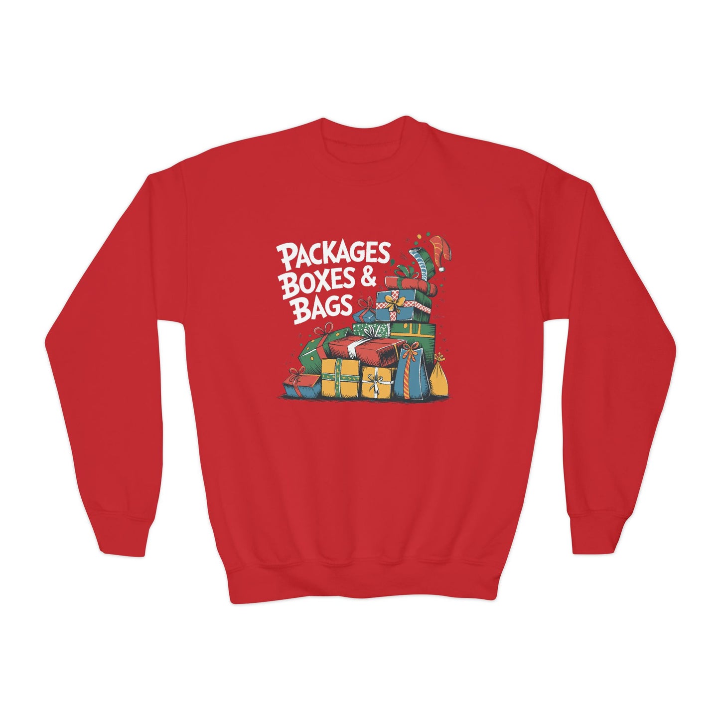 "Packages, Boxes & Bags" Christmas Kids Crewneck Sweatshirt