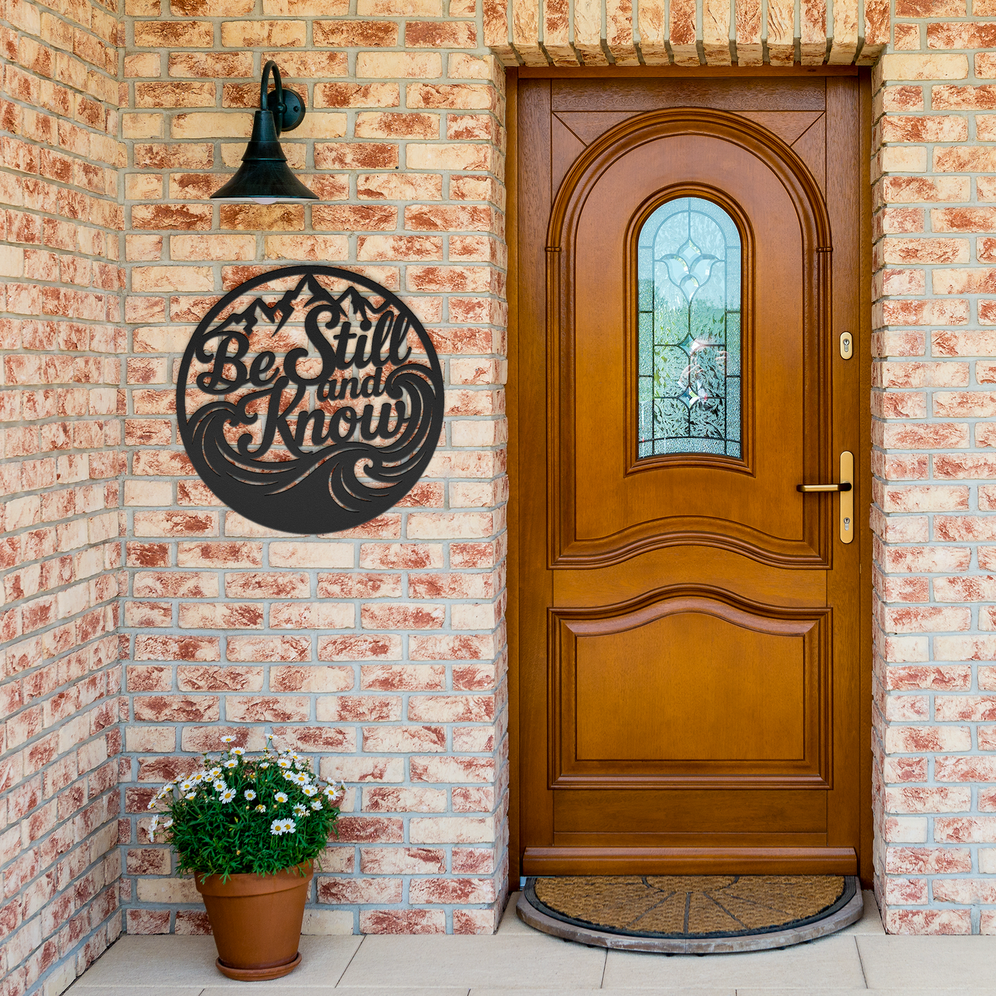 Metal_Cut_Sign_Be_Still__Know_Black_Brick_Entrance_Mockup.png