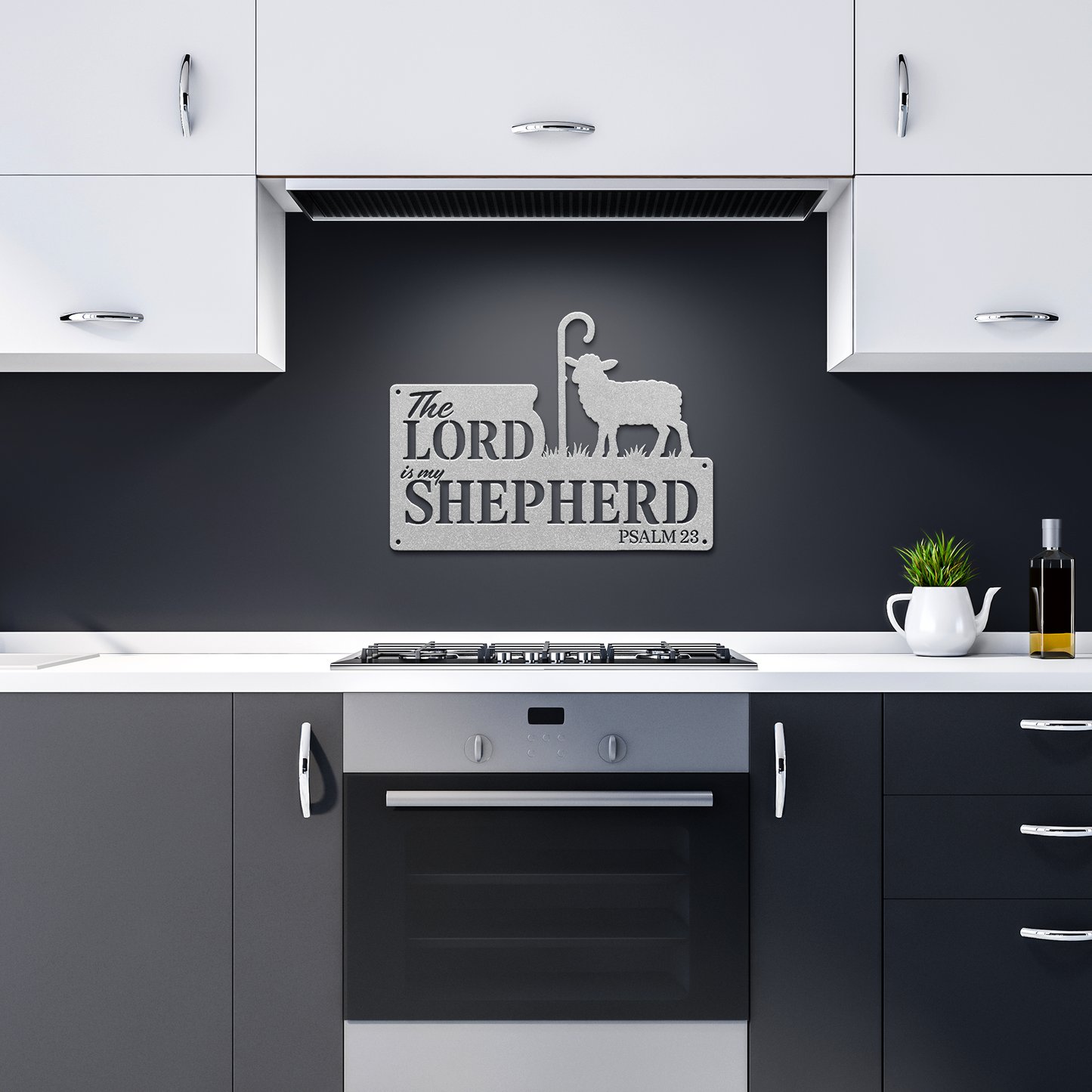 Metal_Sign_The_Lord_Is_My_Shepherd_Silver_Dark_Kitchen_Mockup.png