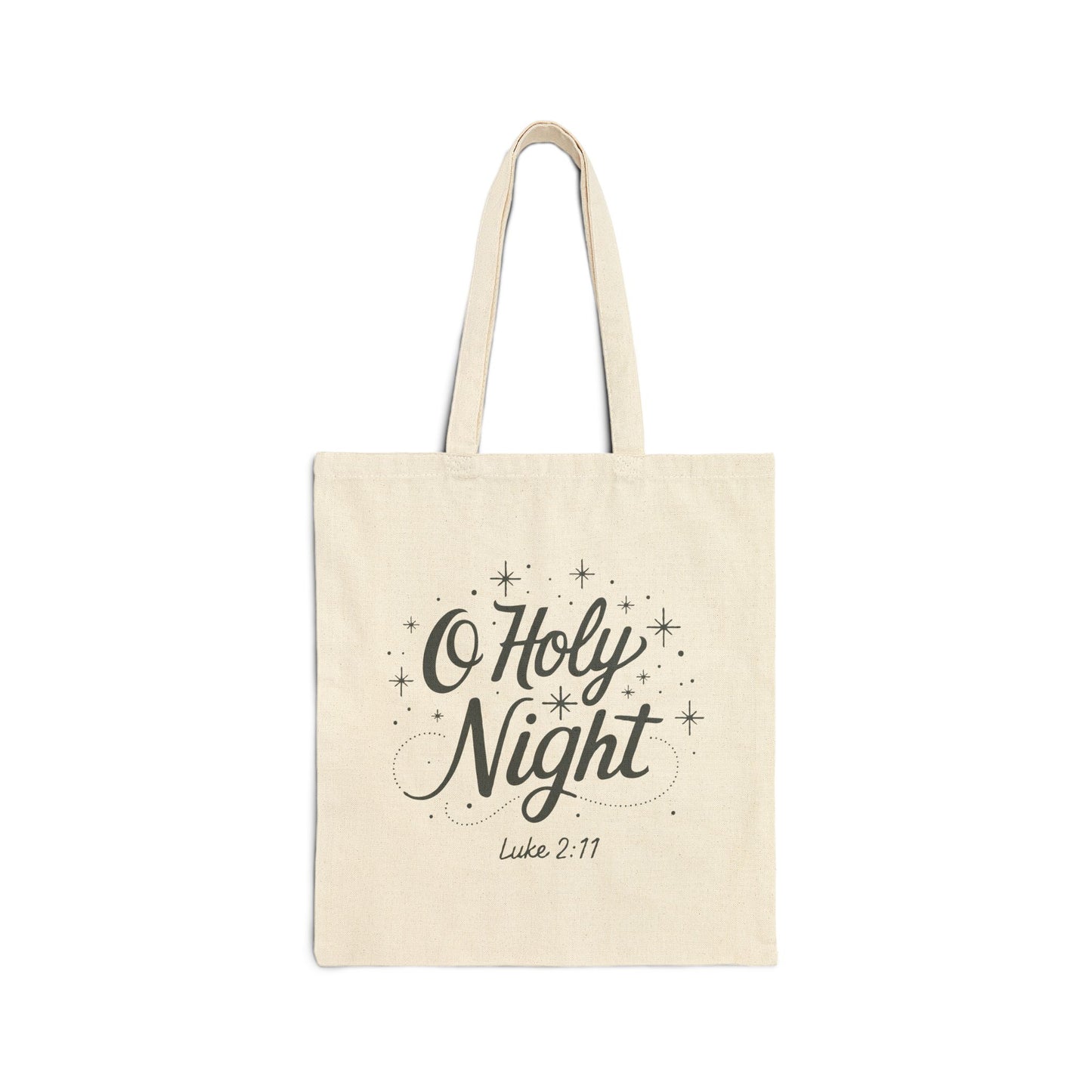 "O Holy Night" Cursive Christmas Cotton Canvas Tote Bag