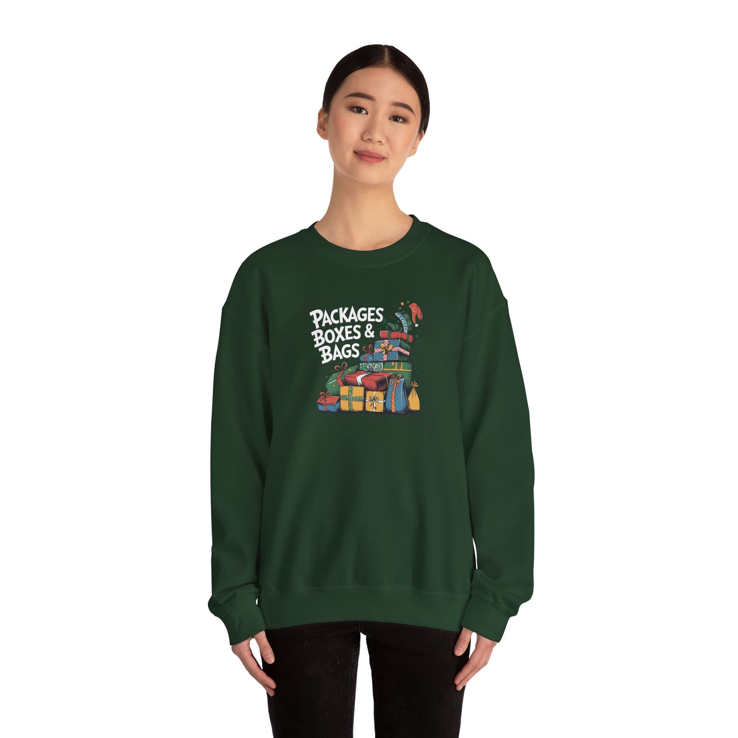 CHRISTMAS "PACKAGES BOXES & BAGS" UNISEX CREWNECK SWEATSHIRT
