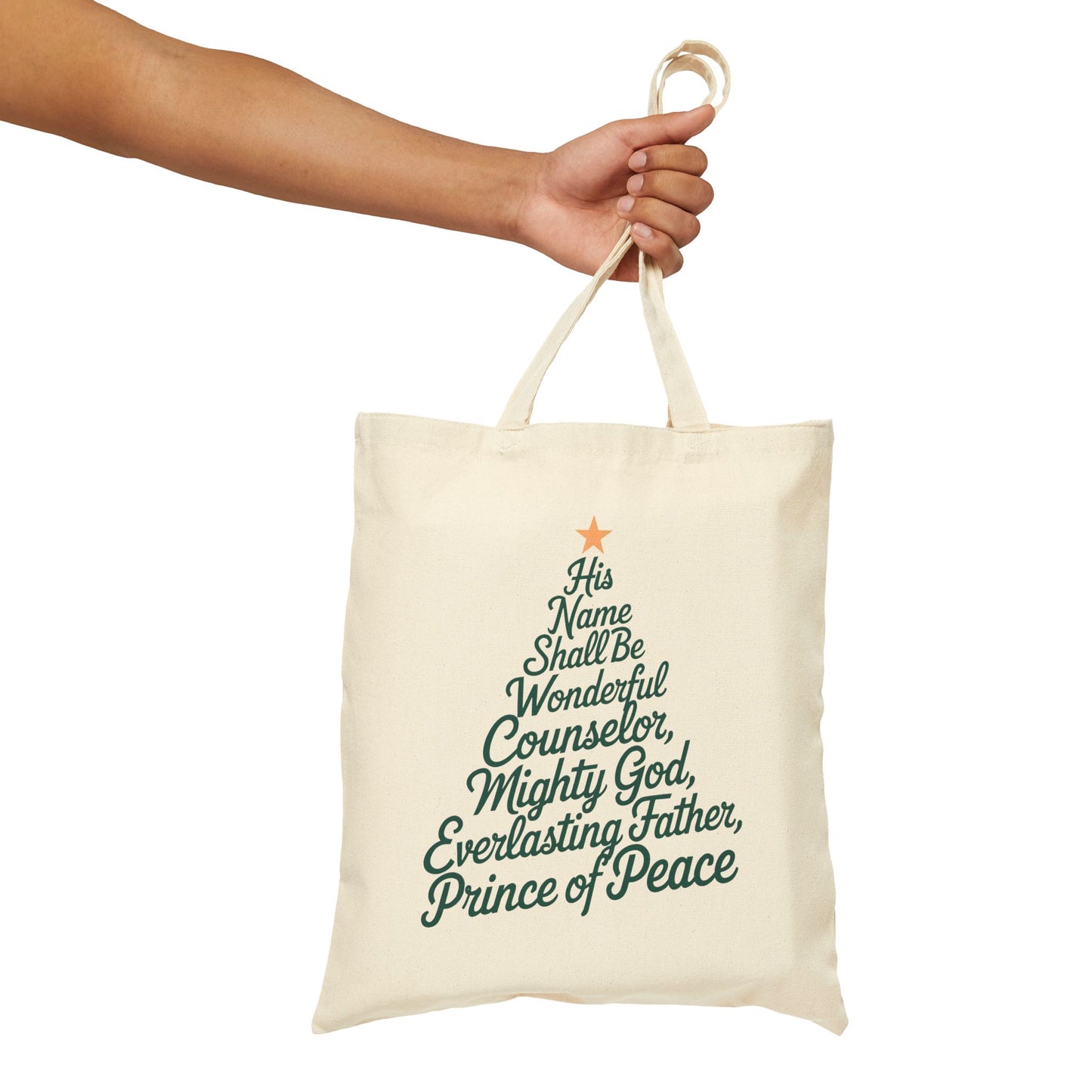 "His Name Shall Be" Christmas Cotton Canvas Tote Bag