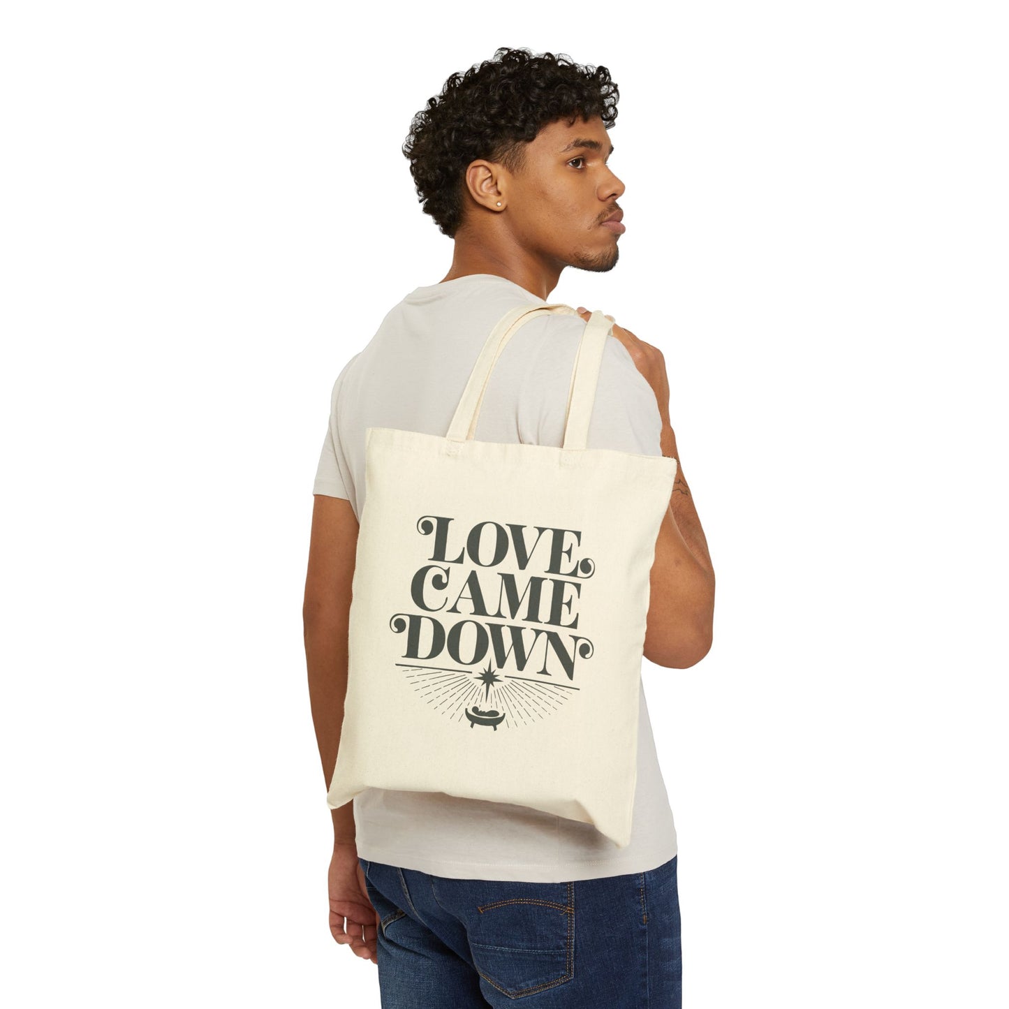 "Love Came Down" Christmas Cotton Canvas Tote Bag