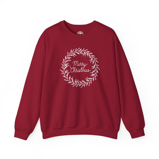 "Merry Christmas Wreath" Christmas Crewneck Sweatshirt