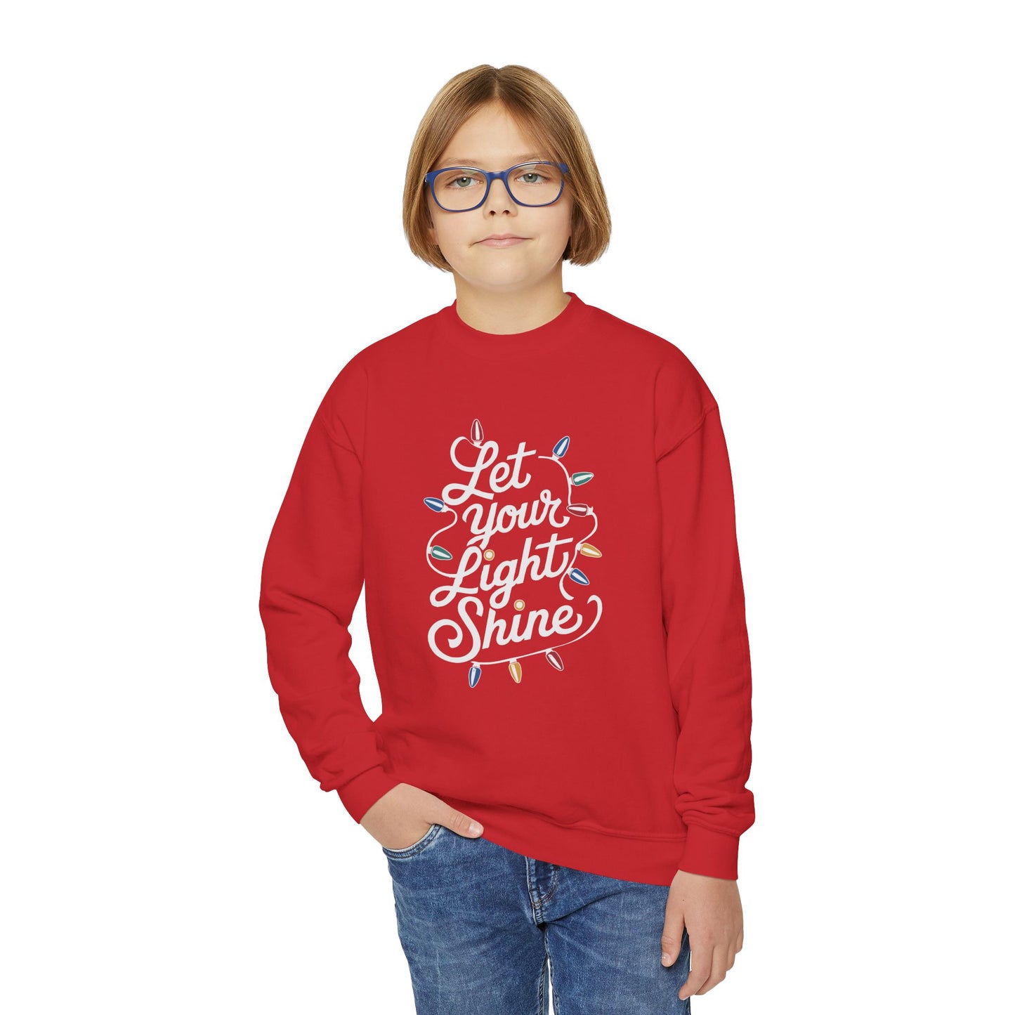 "Let Your Light Shine" Christmas Kids Crewneck Sweatshirt