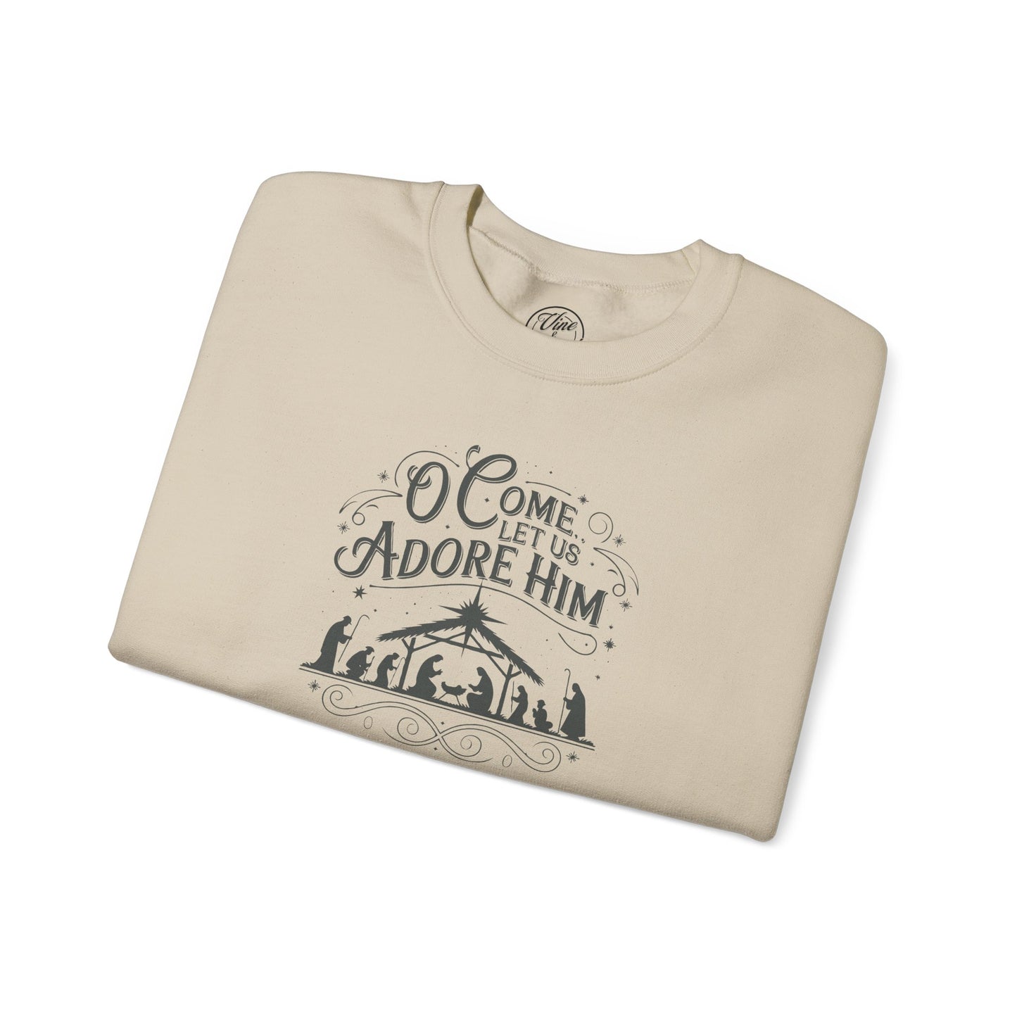 "O Come Let Us Adore Him" Country Christmas Crewneck Sweatshirt