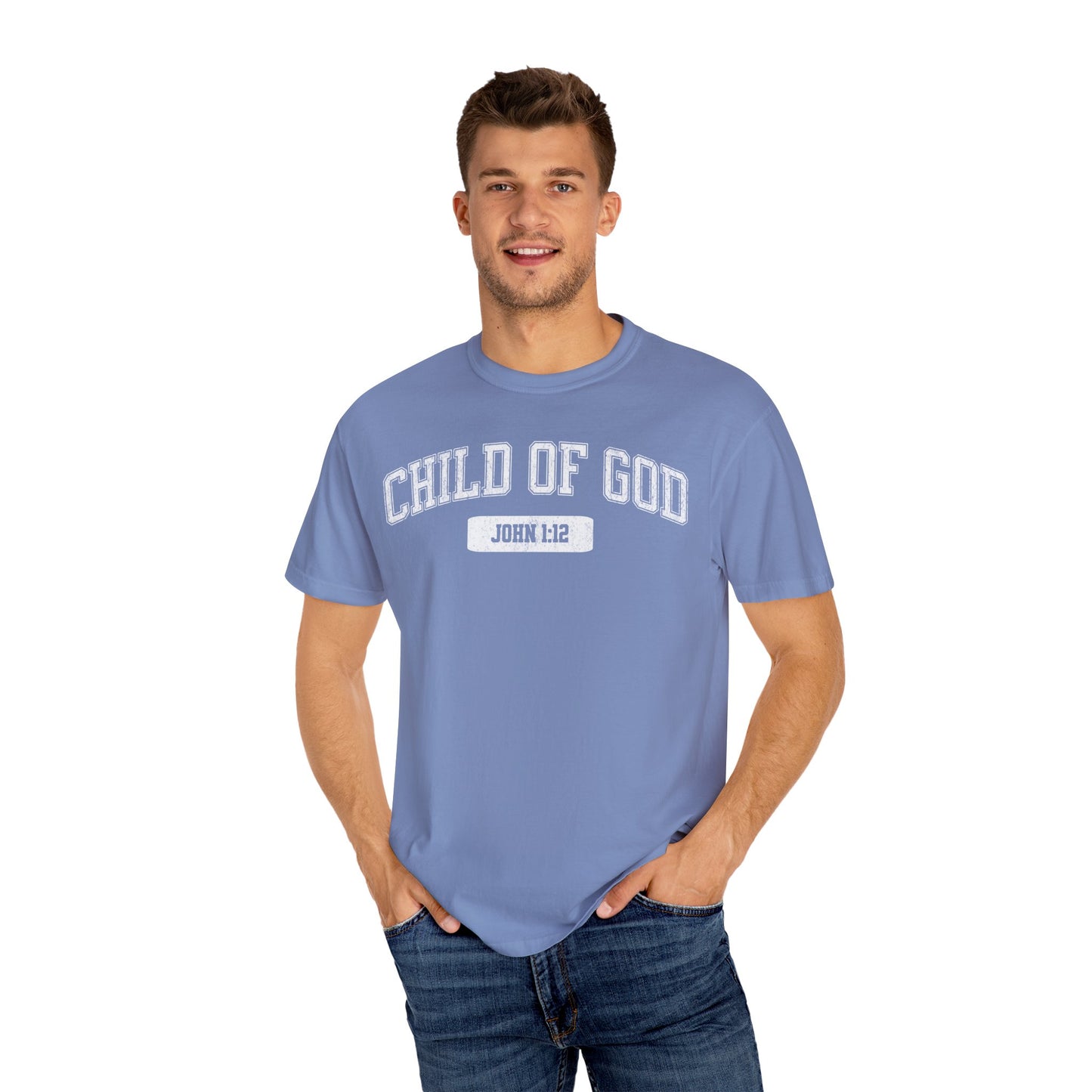 "Child of God" Varsity Style Unisex Garment-Dyed Tee