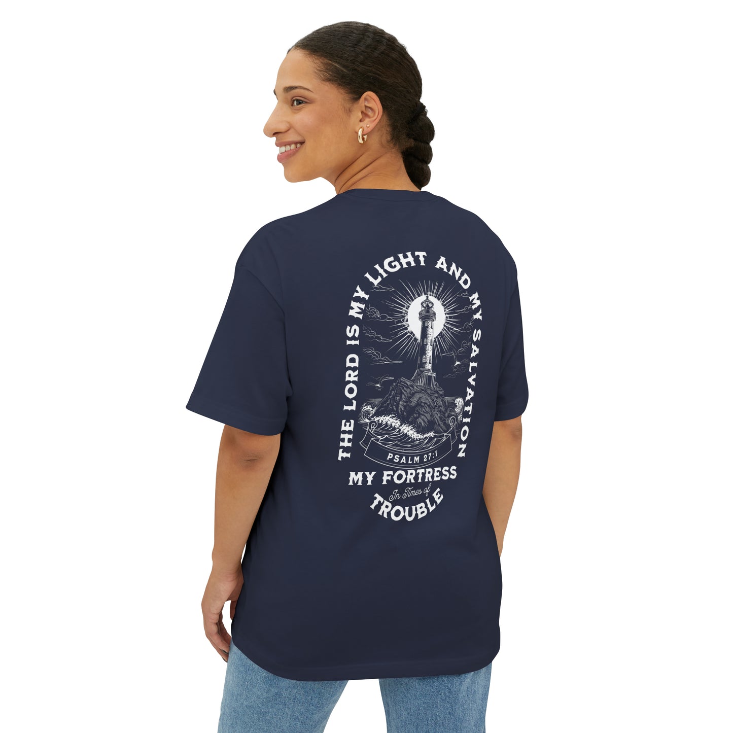 "Psalm 27:1" Adult Unisex Oversized Boxy Tee