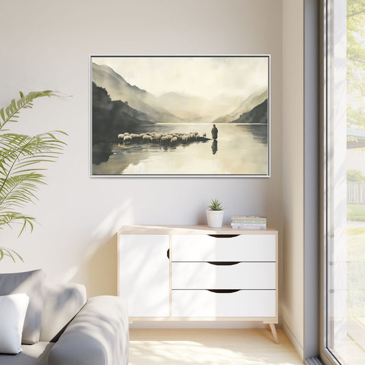 "Calm Waters" Horizontal Framed Matte Canvas Art Print