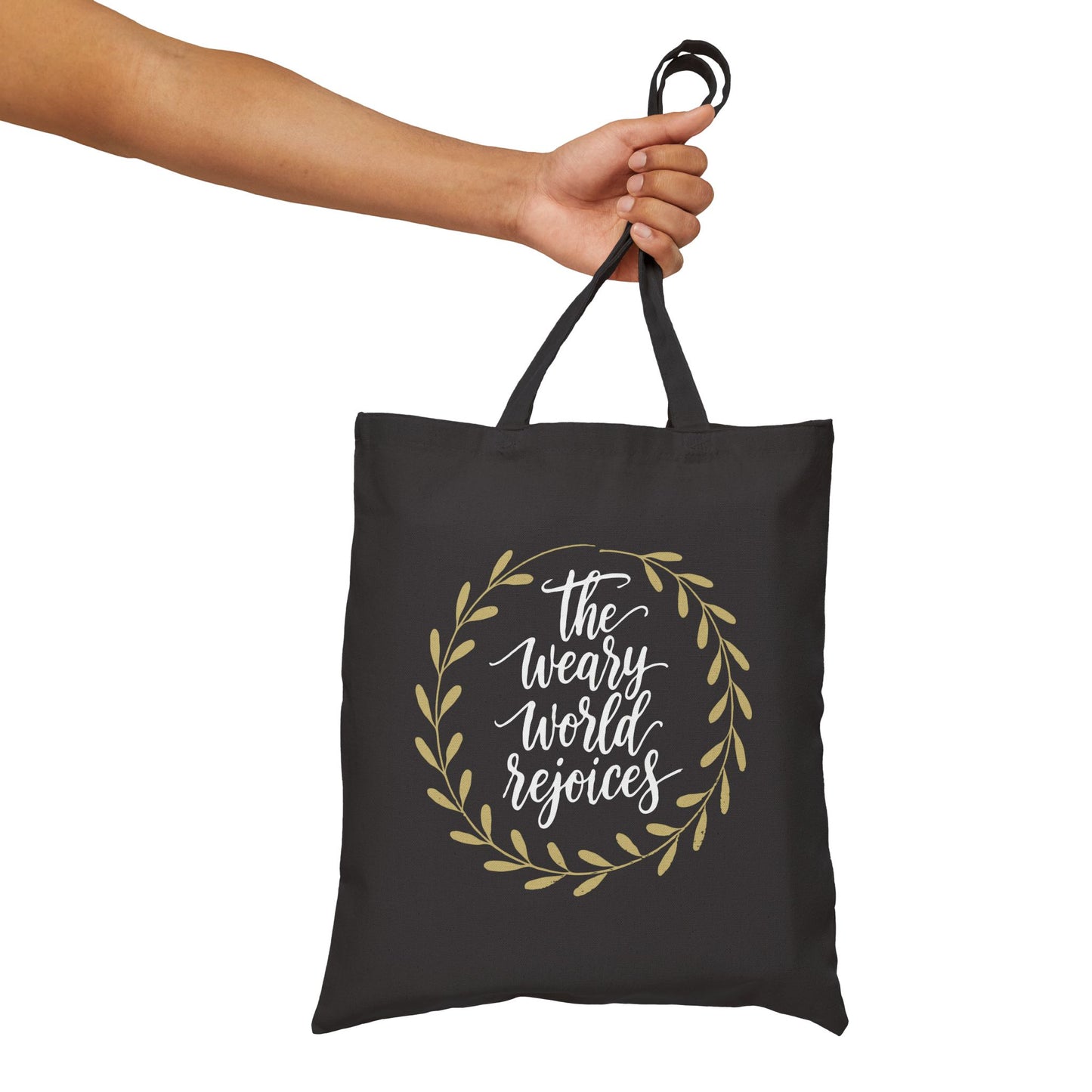 "The Weary World Rejoices" Christmas Cotton Canvas Tote Bag