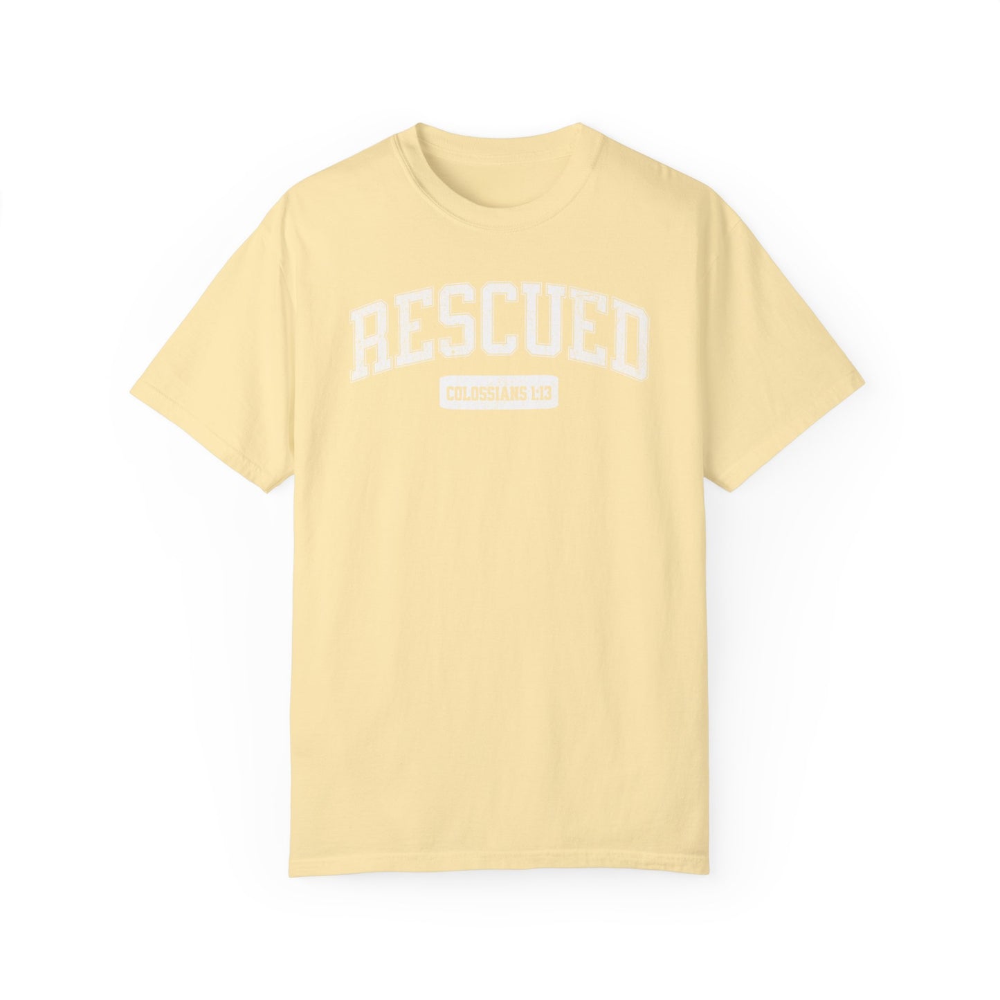 "Rescued" Varsity Style Unisex Garment-Dyed Tee