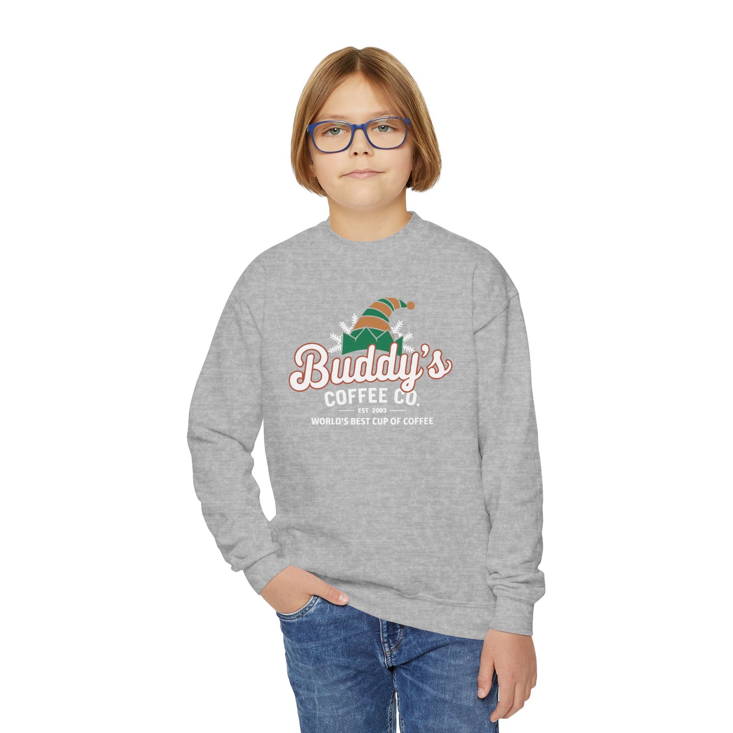 "Buddy's Coffee Co. " Christmas Kids Crewneck Sweatshirt