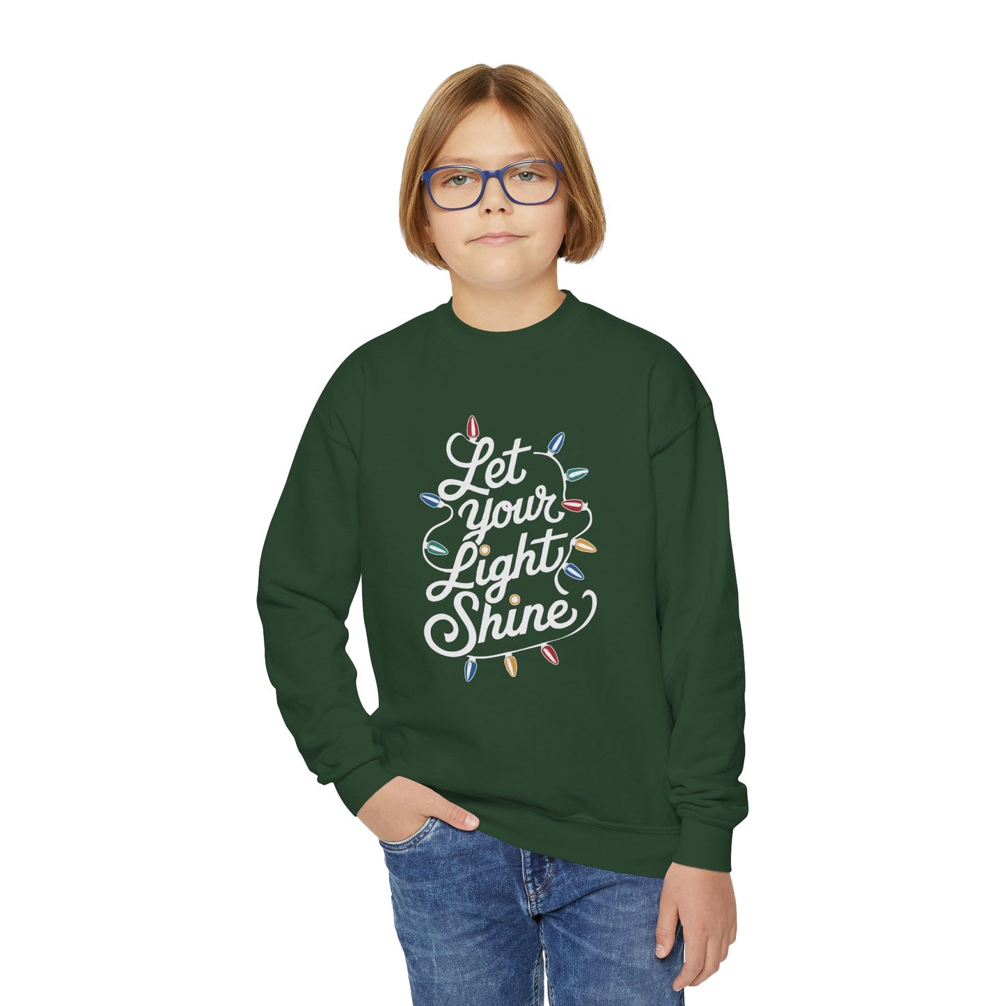 "Let Your Light Shine" Christmas Kids Crewneck Sweatshirt