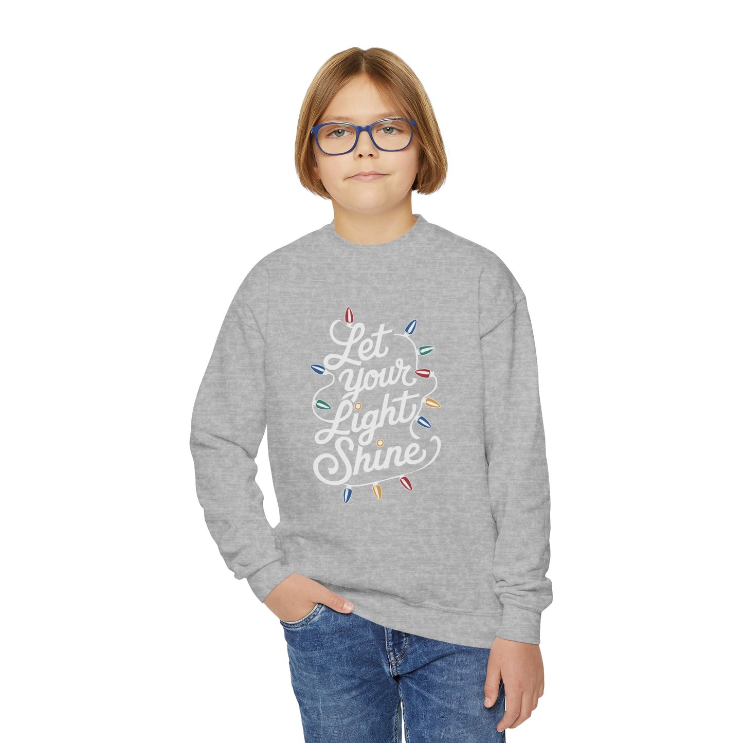 "Let Your Light Shine" Christmas Kids Crewneck Sweatshirt