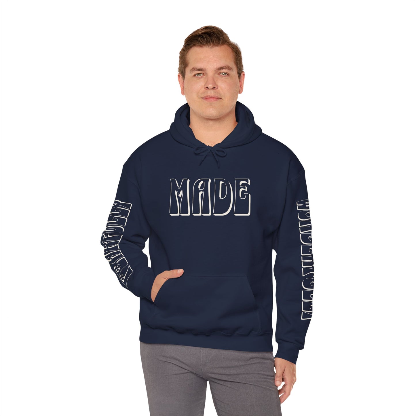 "Fearfully Wonderfully Made" Navy Adult Hoodie