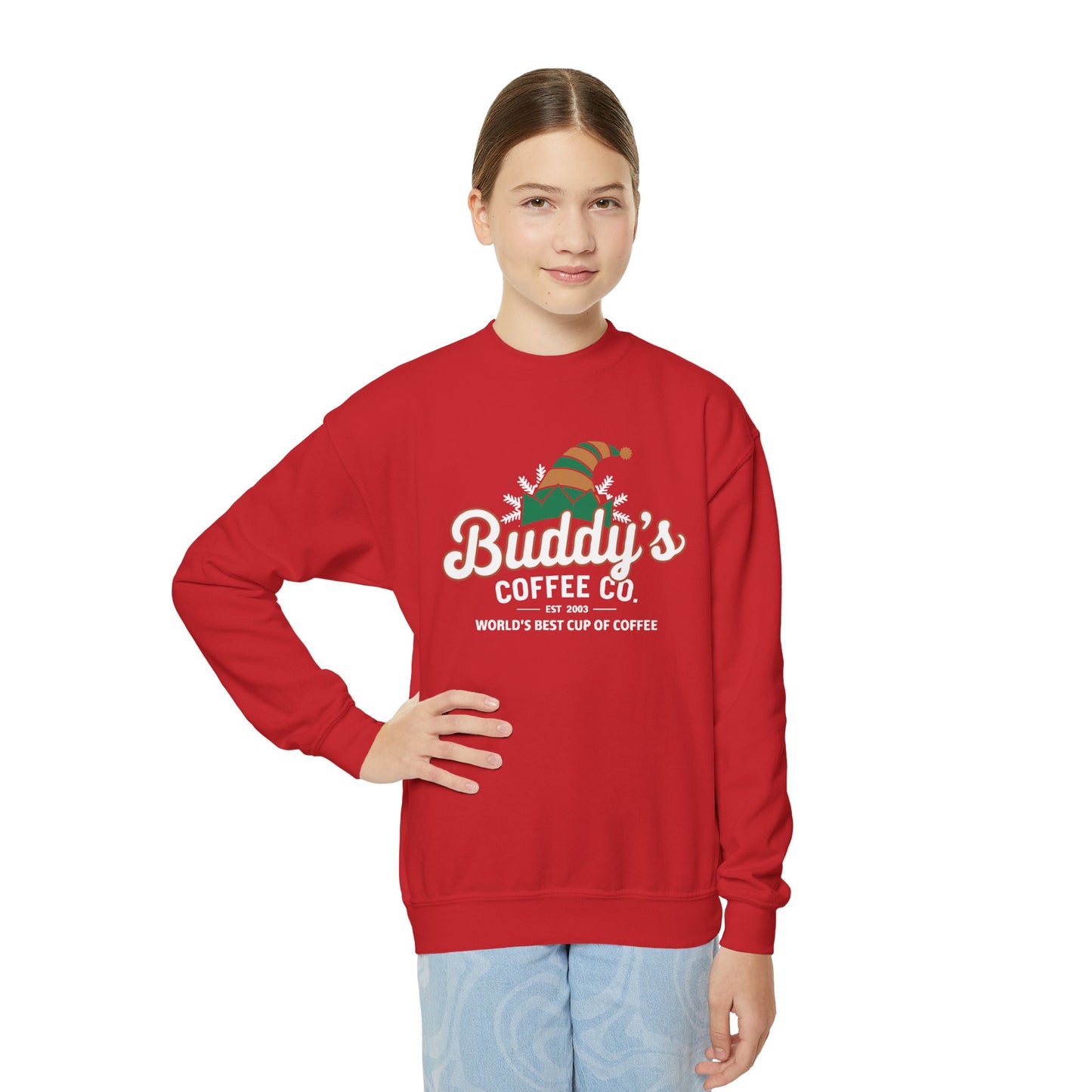 "Buddy's Coffee Co. " Christmas Kids Crewneck Sweatshirt