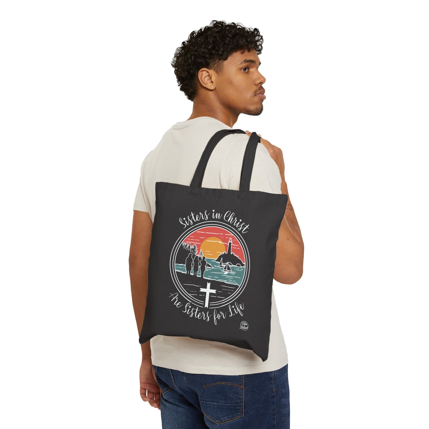 "Sisters In Christ" Black Cotton Canvas Tote Bag