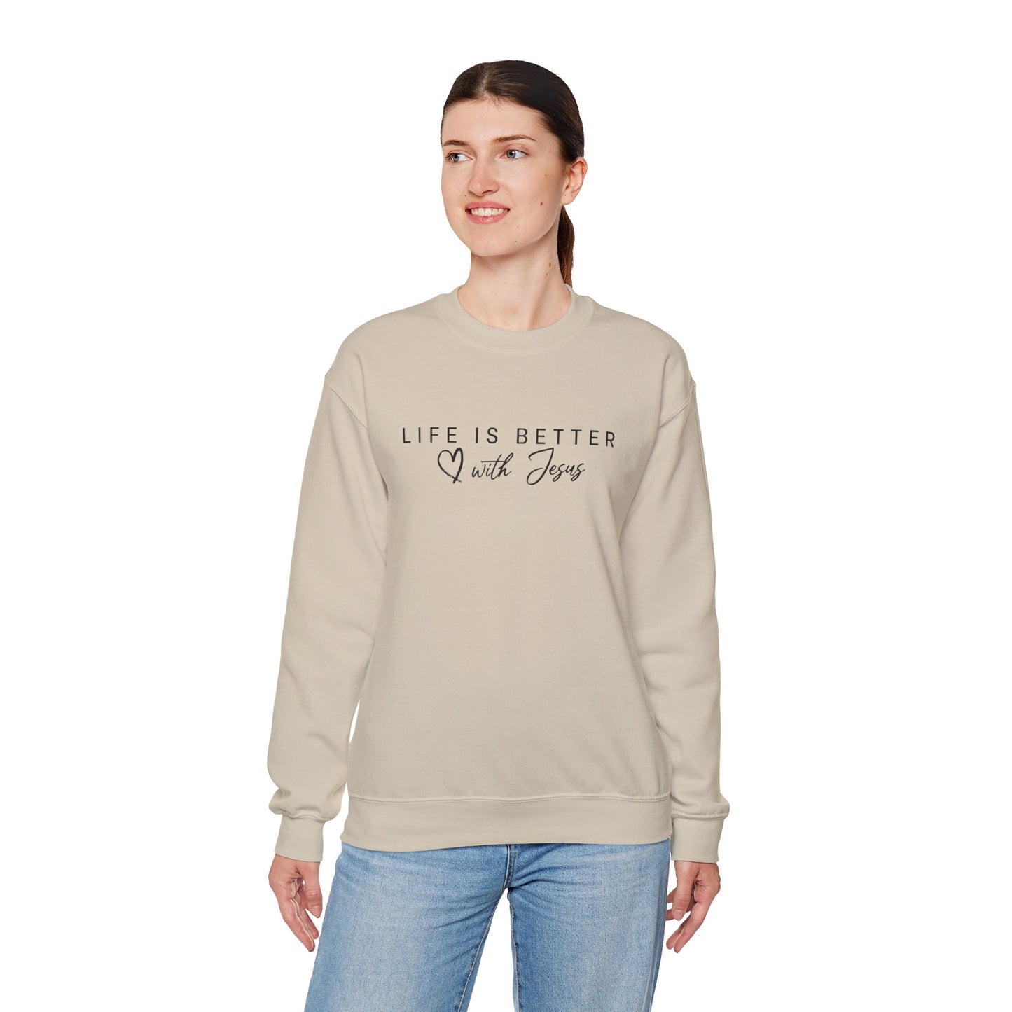 "Life Is Better With Jesus" Adult Crewneck Sweatshirt