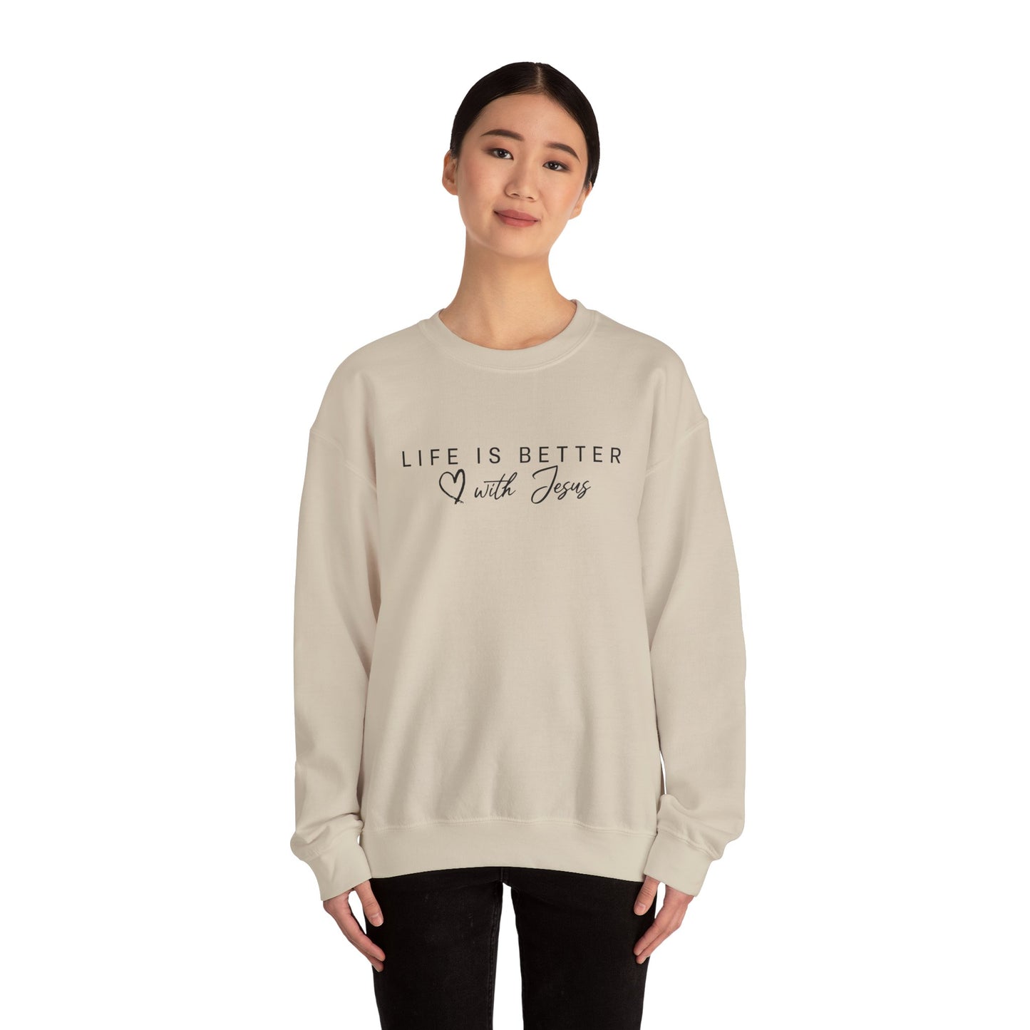 "Life Is Better With Jesus" Adult Crewneck Sweatshirt