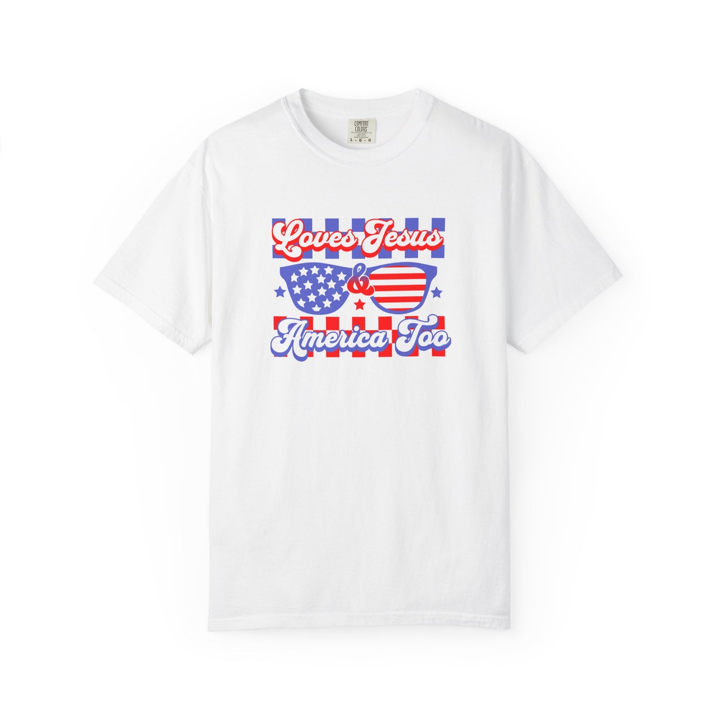 "LOVES JESUS & AMERICA TOO" UNISEX PREMIUM TEE