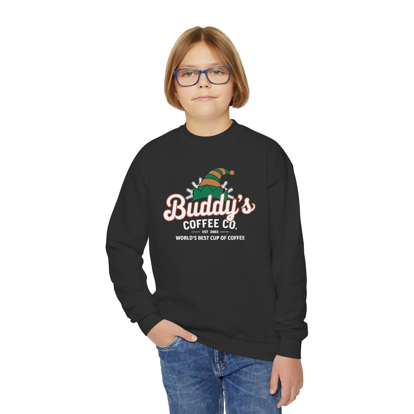 "Buddy's Coffee Co. " Christmas Kids Crewneck Sweatshirt