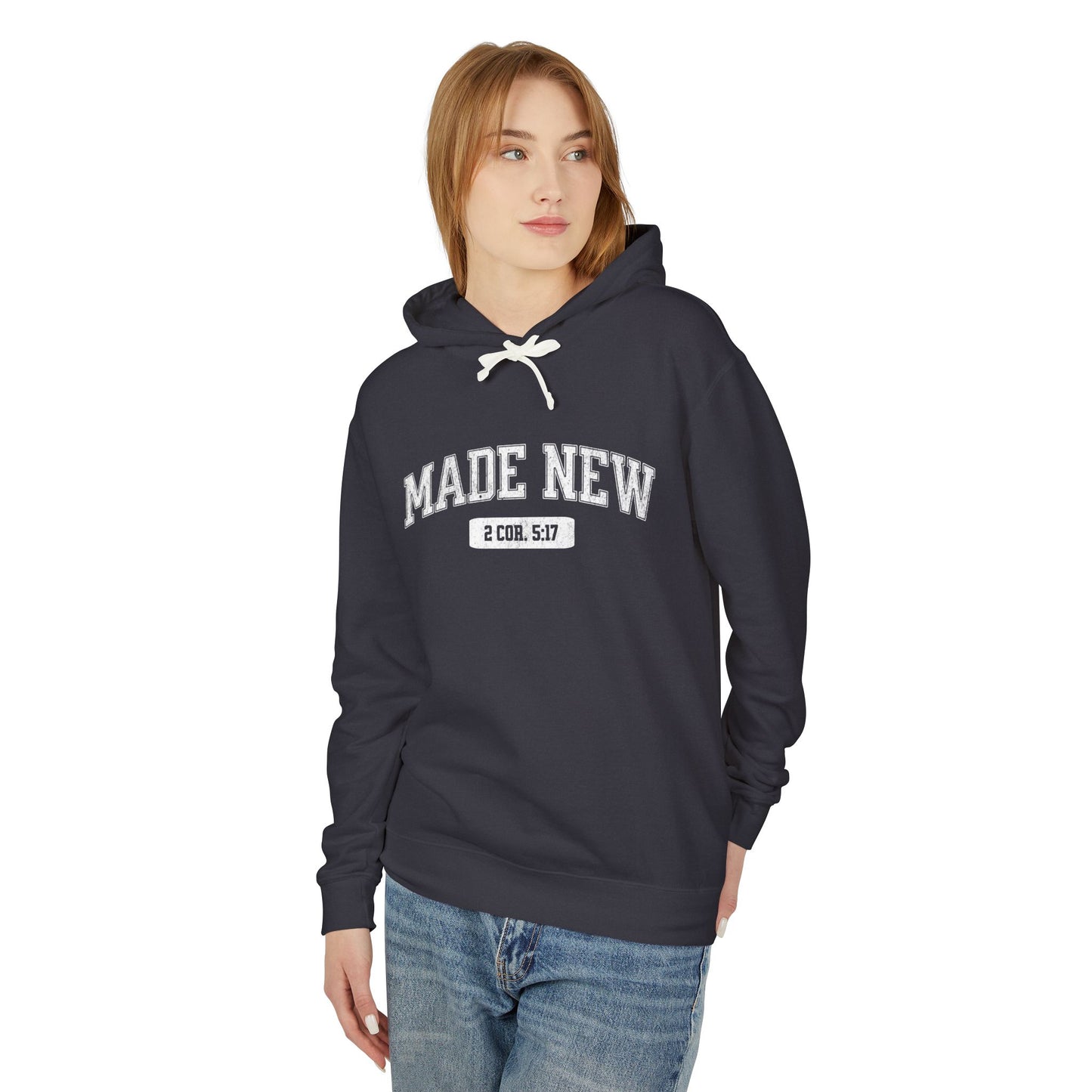 "MADE NEW" VARSITY UNISEX PREMIUM LIGHTWEIGHT HOODIE