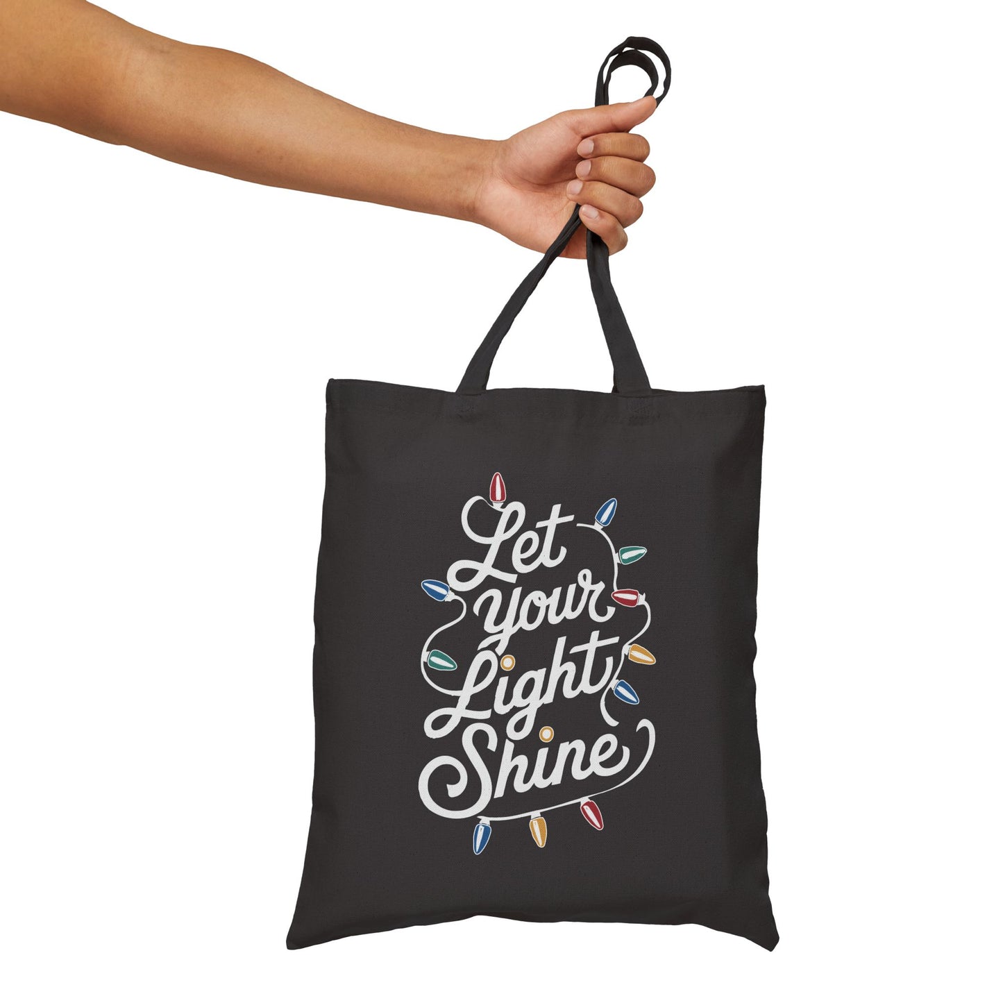 "Let Your Light Shine" Christmas Cotton Canvas Tote Bag