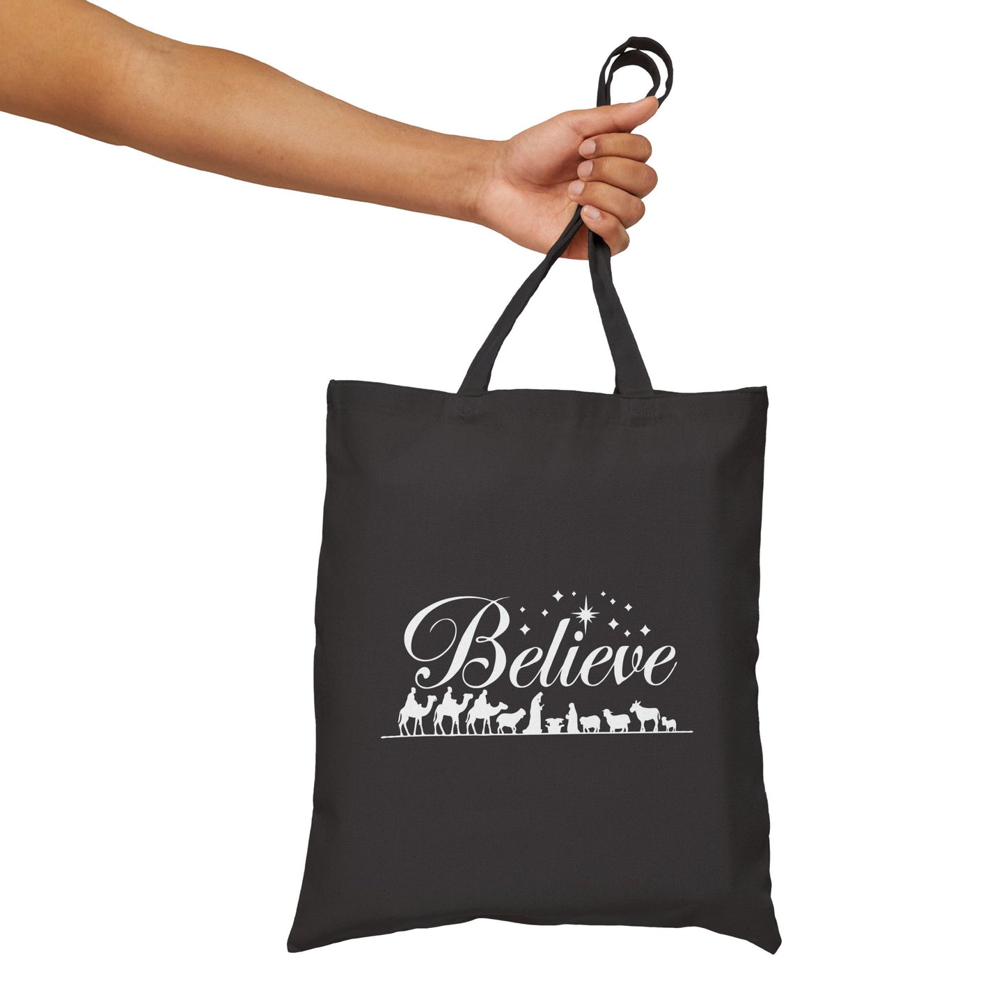 "Believe Nativity" Christmas Cotton Canvas Tote Bag