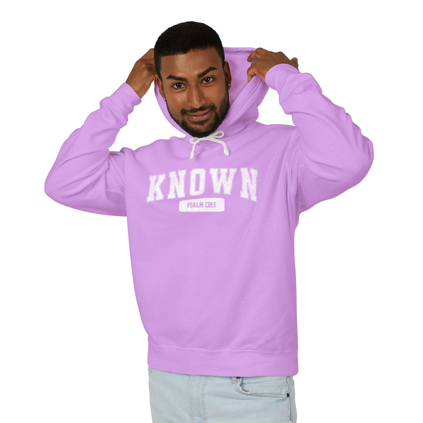 "KNOWN" VARSITY UNISEX PREMIUM LIGHTWEIGHT HOODIE