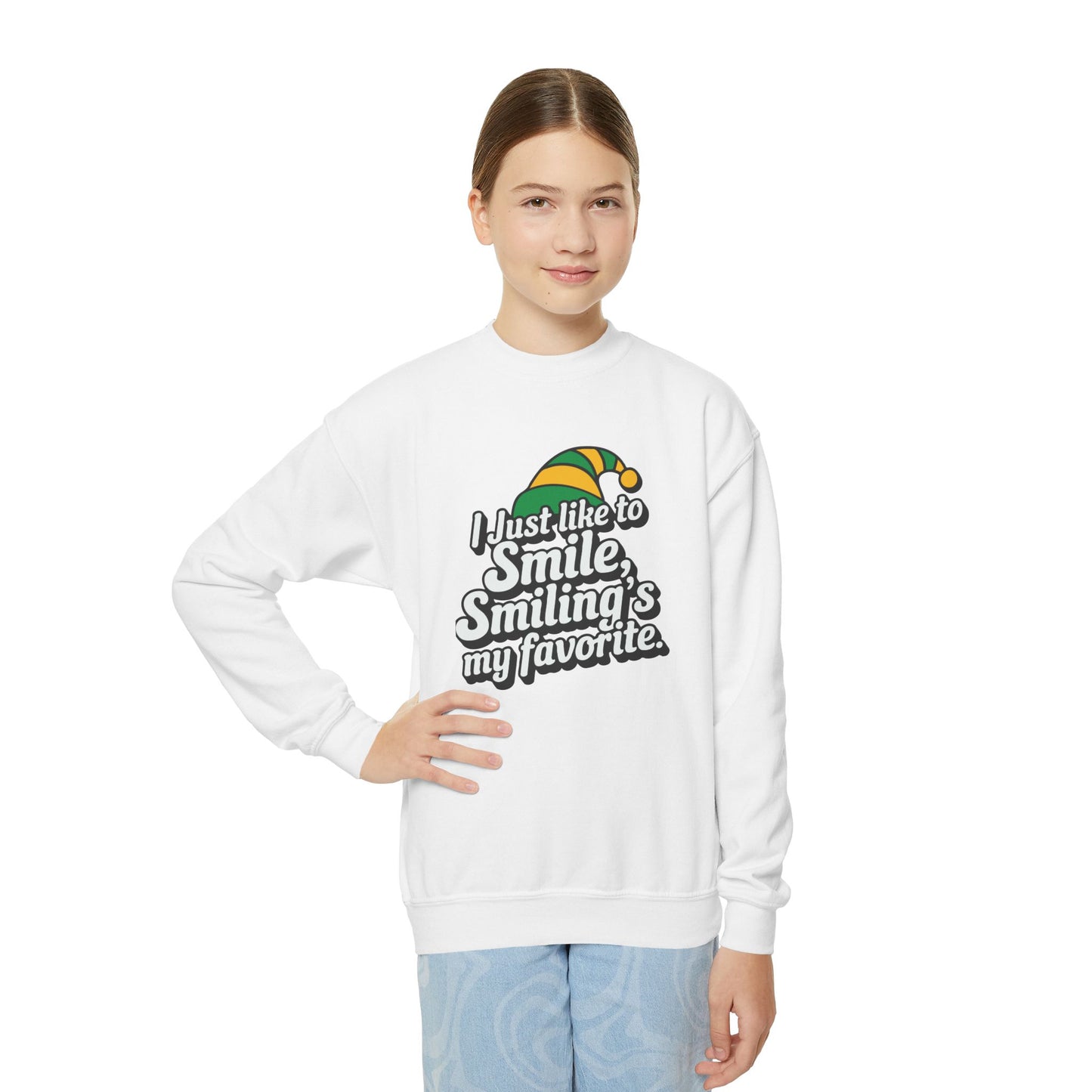 "Smiling's My Favorite" Christmas Kids Sweatshirt