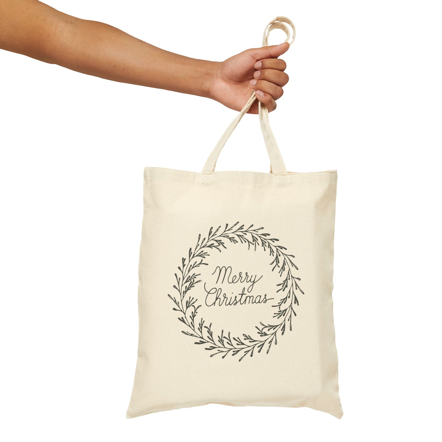 "Merry Christmas" Cotton Canvas Tote Bag