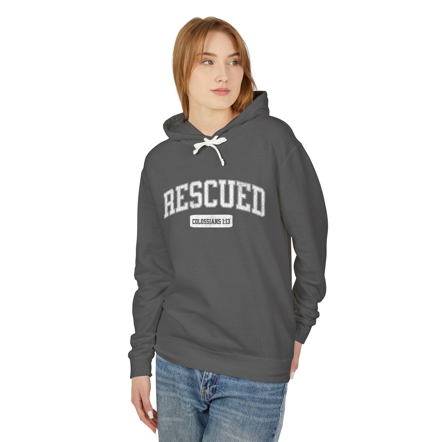 "RESCUED" VARSITY UNISEX PREMIUM LIGHTWEIGHT HOODIE
