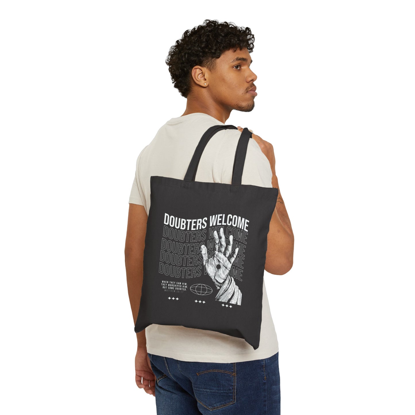 "Doubters Welcome" Cotton Canvas Tote Bag