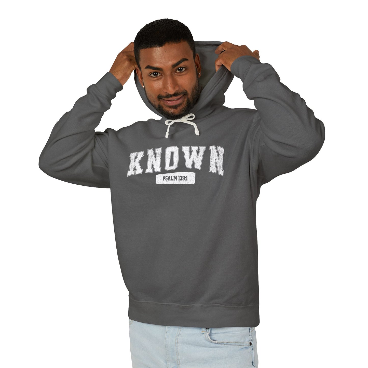 "KNOWN" VARSITY UNISEX PREMIUM LIGHTWEIGHT HOODIE