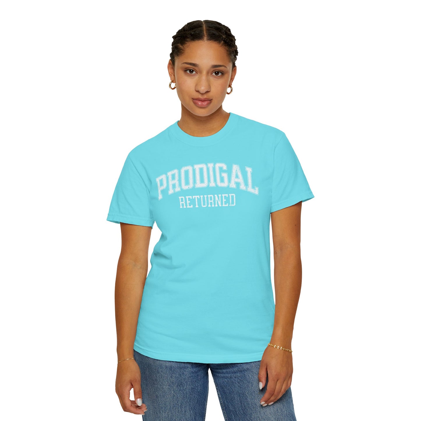 "Prodigal Returns" Varsity Style Unisex Garment-Dyed Tee