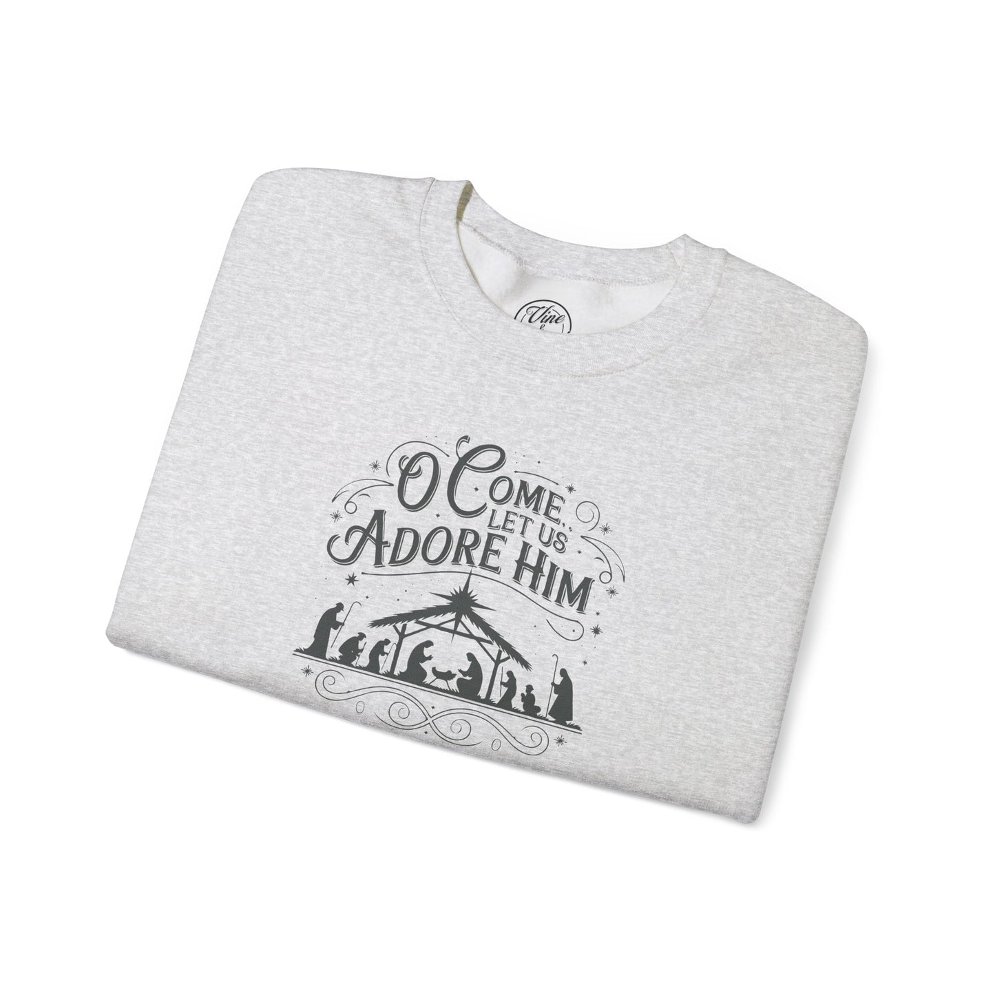 "O Come Let Us Adore Him" Country Christmas Crewneck Sweatshirt