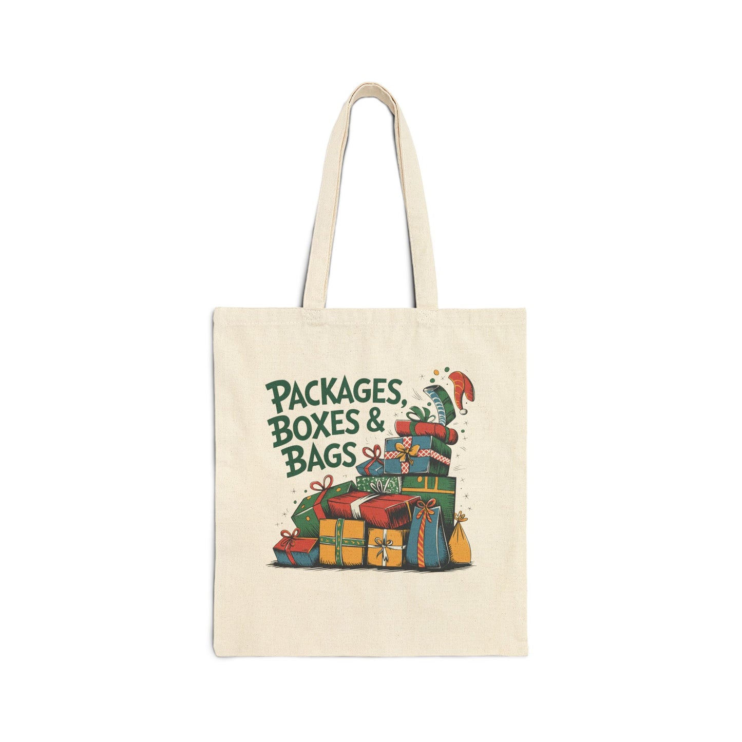 "Packages, Boxes & Bags" Christmas Cotton Canvas Tote Bag