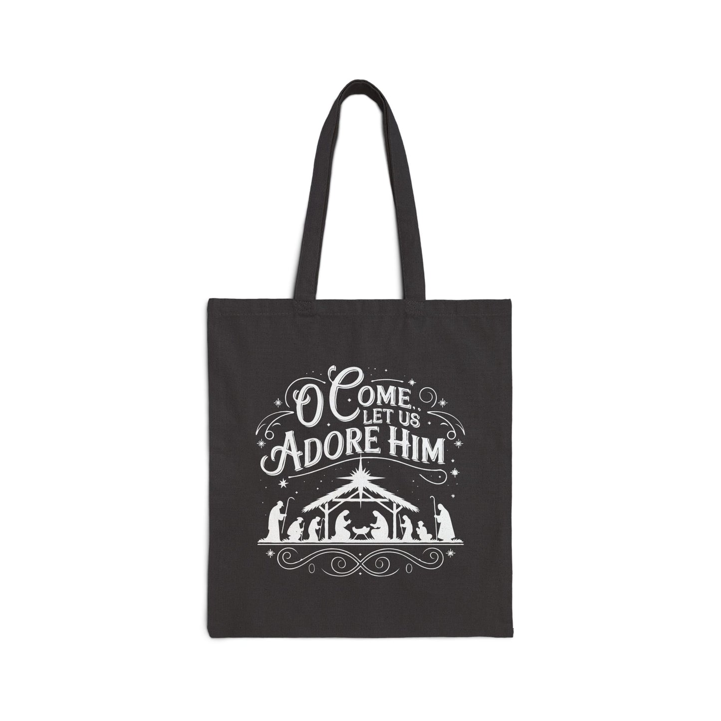 "O Come Let Us Adore Him" Country Christmas Cotton Canvas Tote Bag