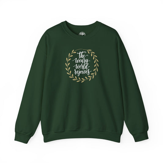 CHRISTMAS "THE WEARY WORLD REJOICES" UNISEX CREWNECK SWEATSHIRT