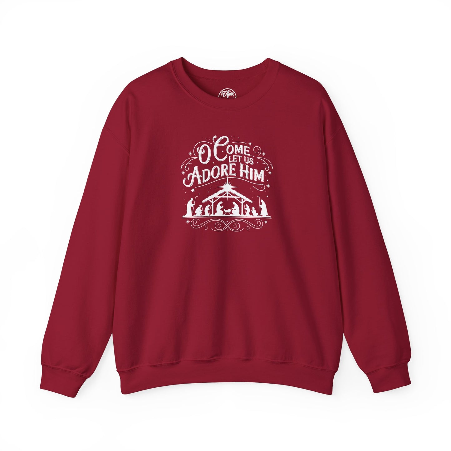 "O Come Let Us Adore Him" Country Christmas Crewneck Sweatshirt