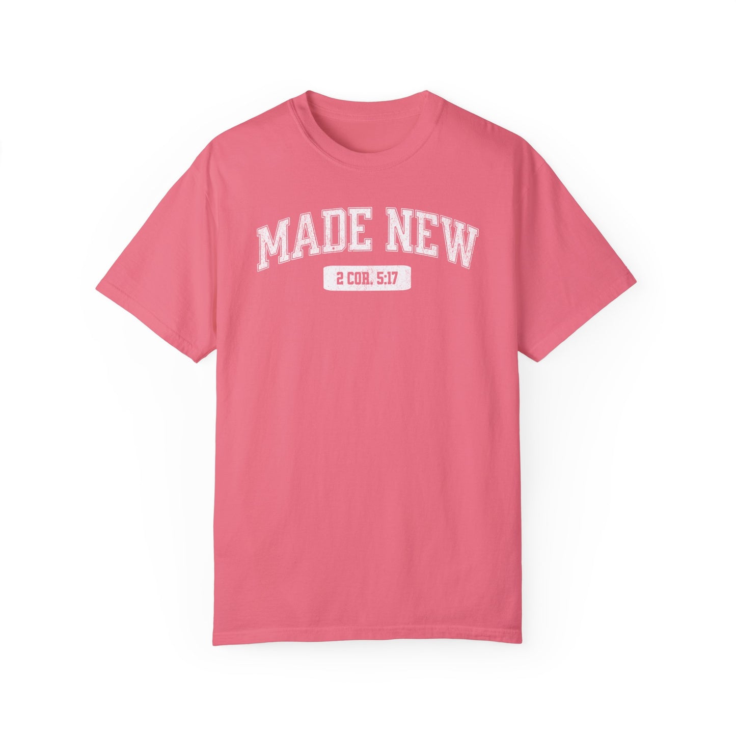 "Made New" Varsity Style Unisex Garment-Dyed Tee