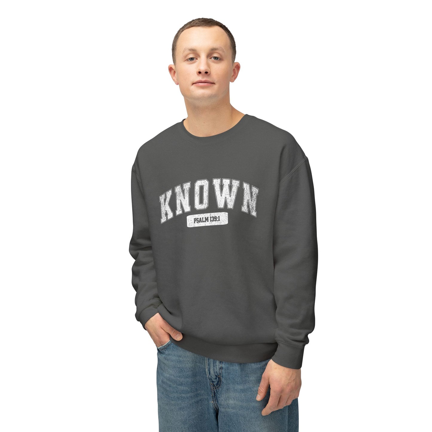 "KNOWN" VARSITY UNISEX PREMIUM SWEATSHIRT