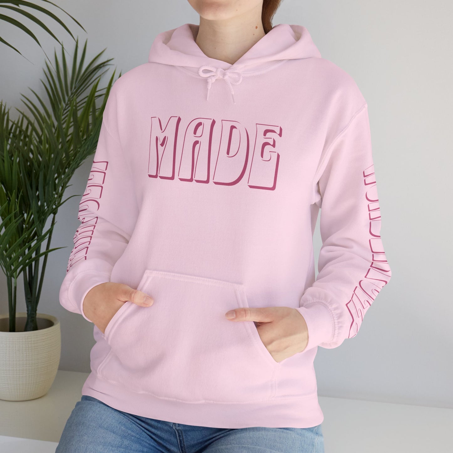 "Fearfully Wonderfully Made" Pink Adult Hoodie