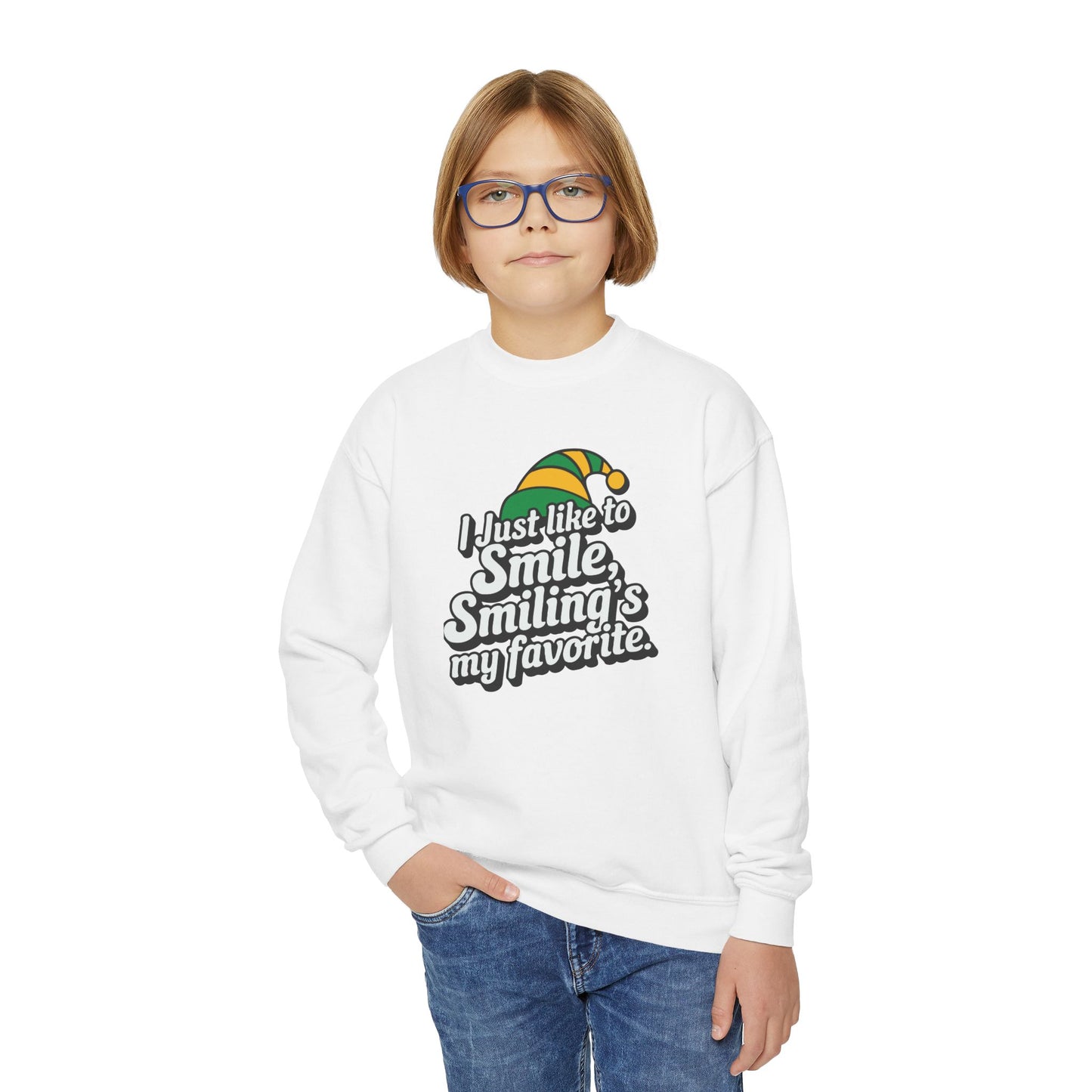 "Smiling's My Favorite" Christmas Kids Sweatshirt