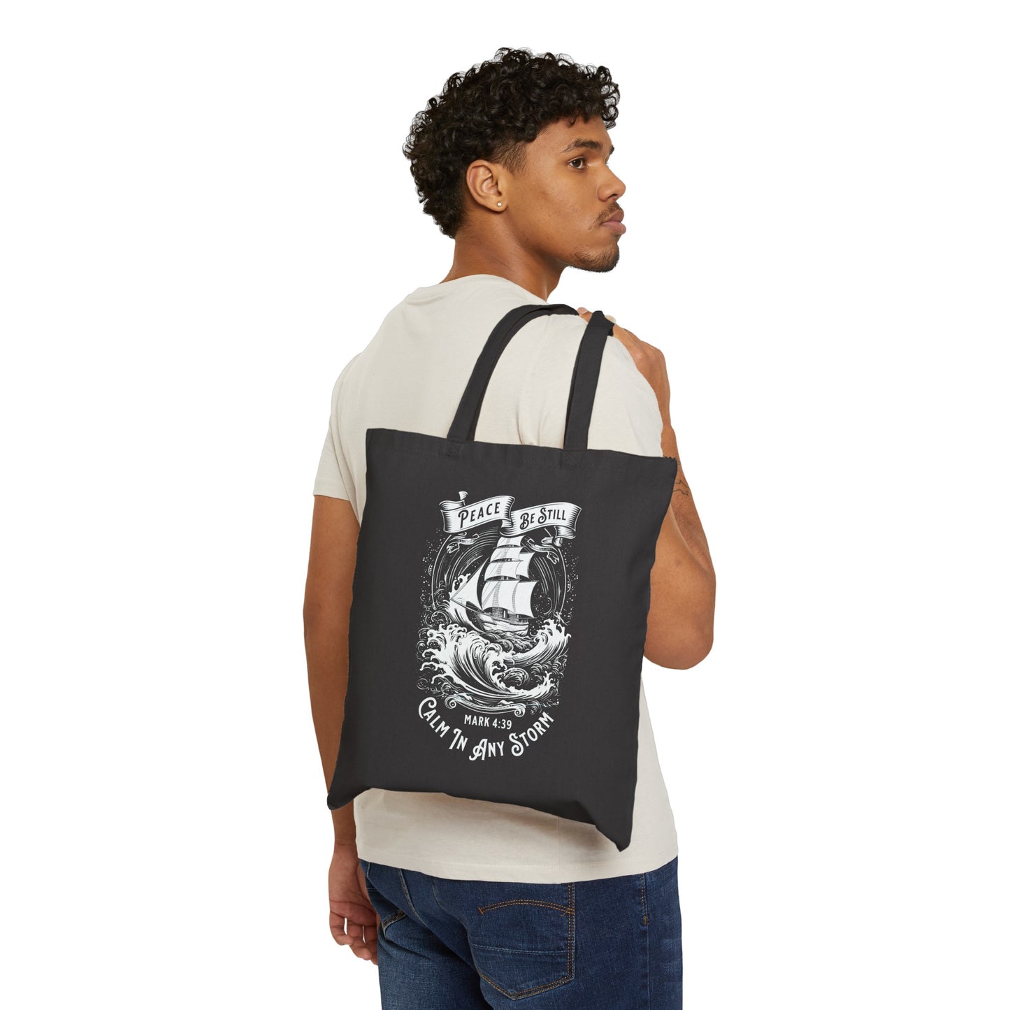 Peace Be Still" Cotton Canvas Tote Bag